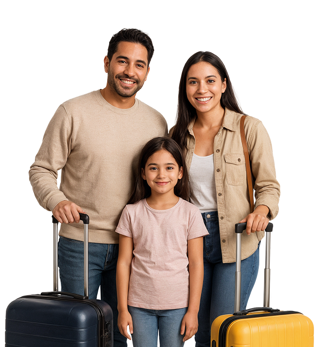 Familia con maletas